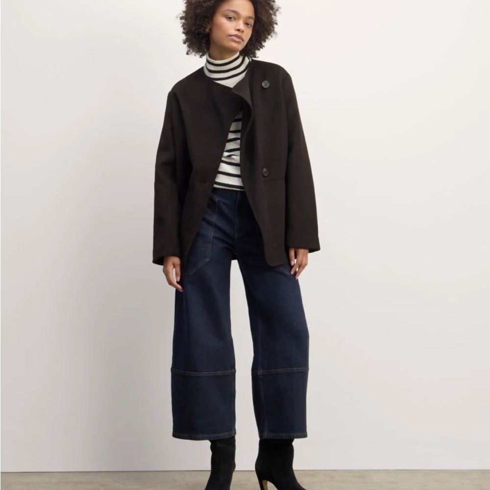 Everlane October Coat Black Asymmetric Button Jacket - Picture 2 of 6